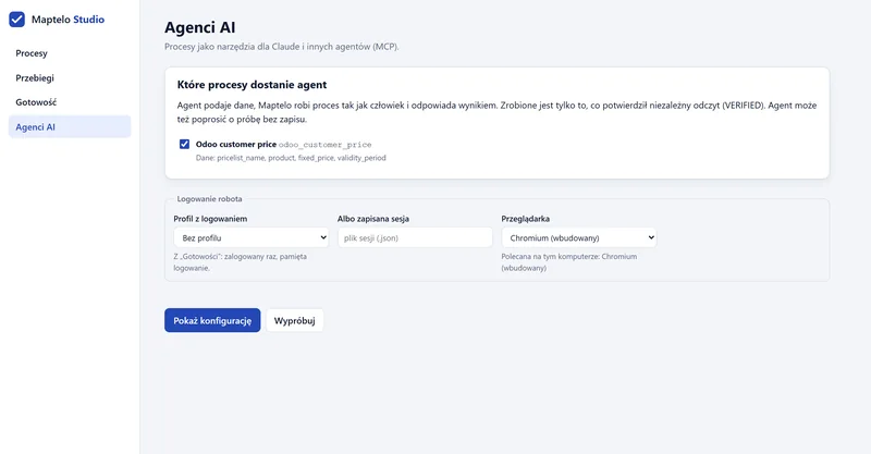 Maptelo Studio: procesy jako narzędzia dla agentów AI